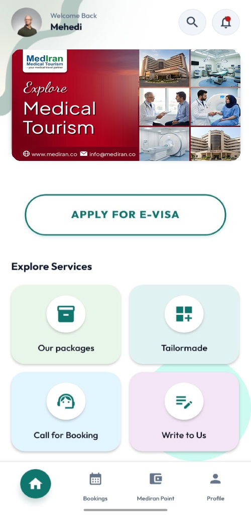 Mediran App Home Screen UI